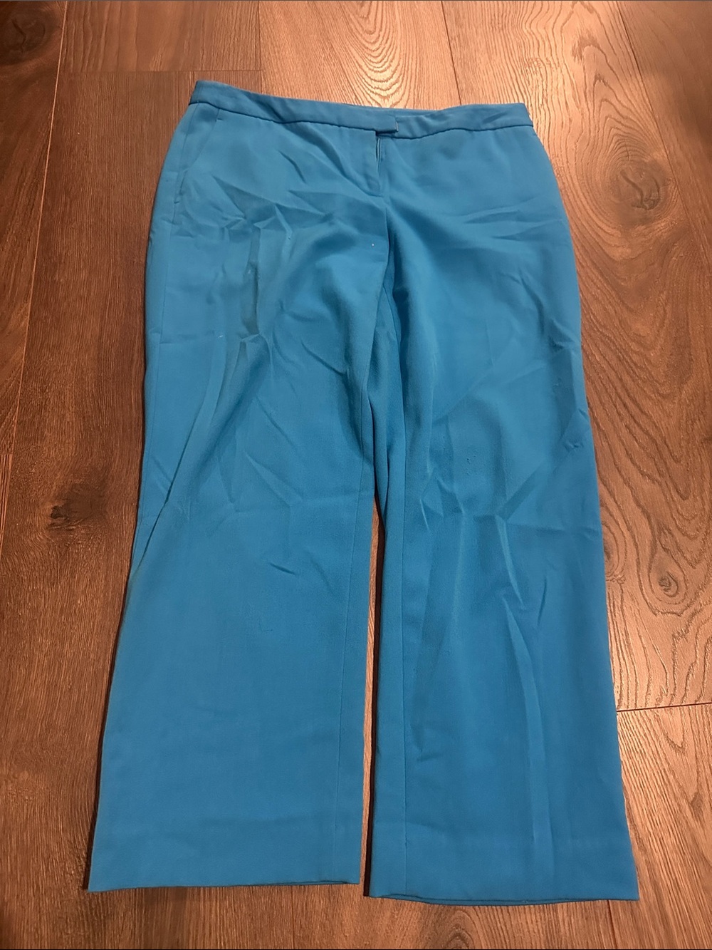 Classic Wide-Leg Women's Pants in Teal Blue ankle